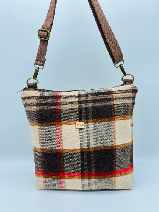 BANDOLERA MAXI "Brown plaid"